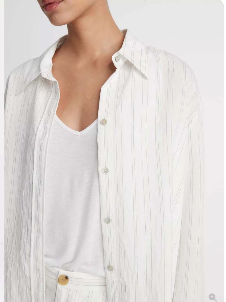 Vince Pampas Stripe Cropped Button Down Shirt
